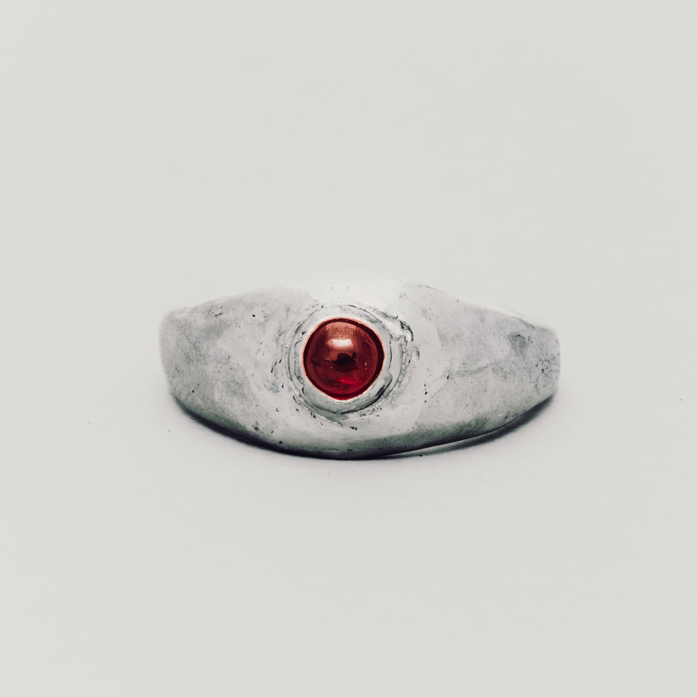 Garnet Large Band Ring - Size 8