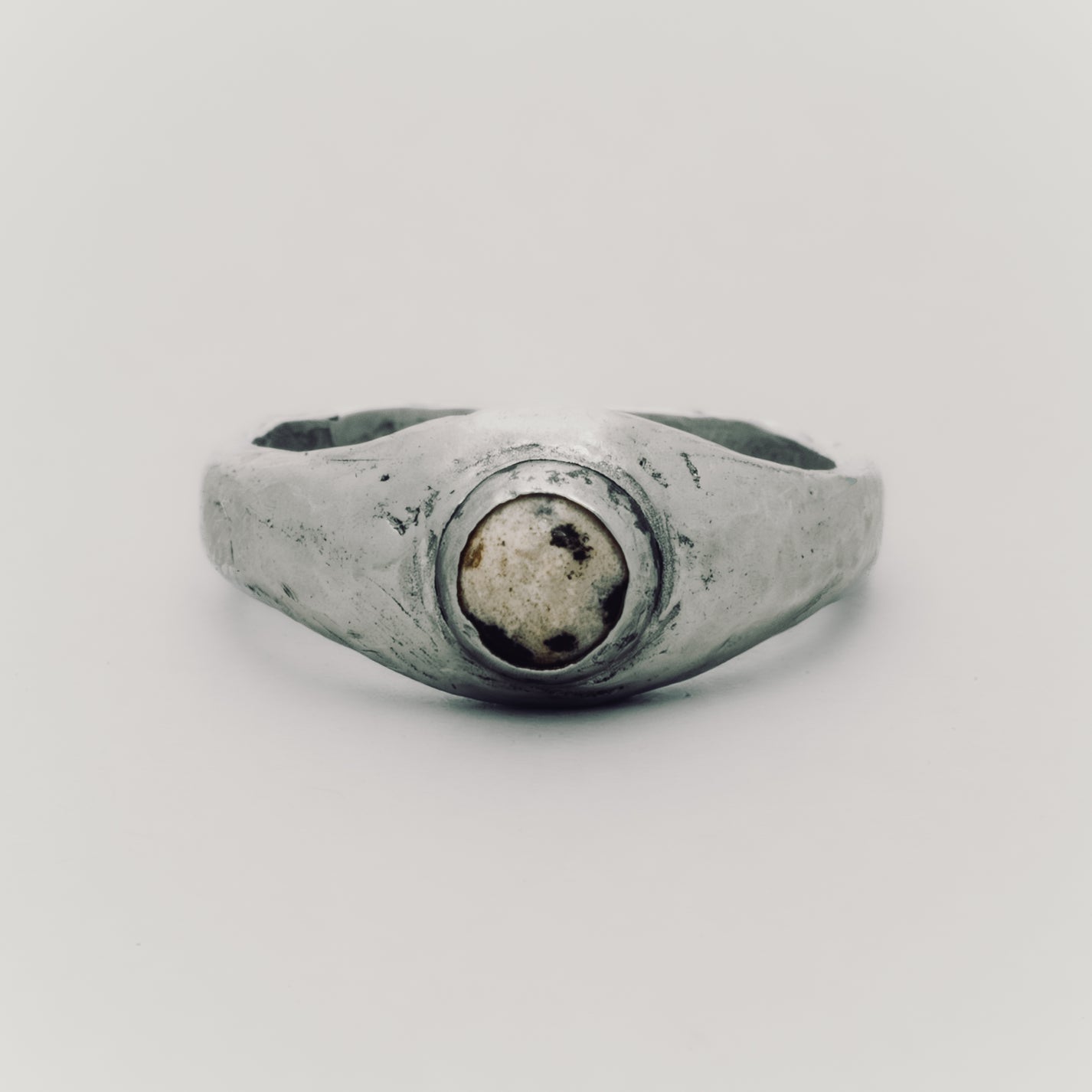 Dalmatian Jasper Medium Band Ring - Size 6.5