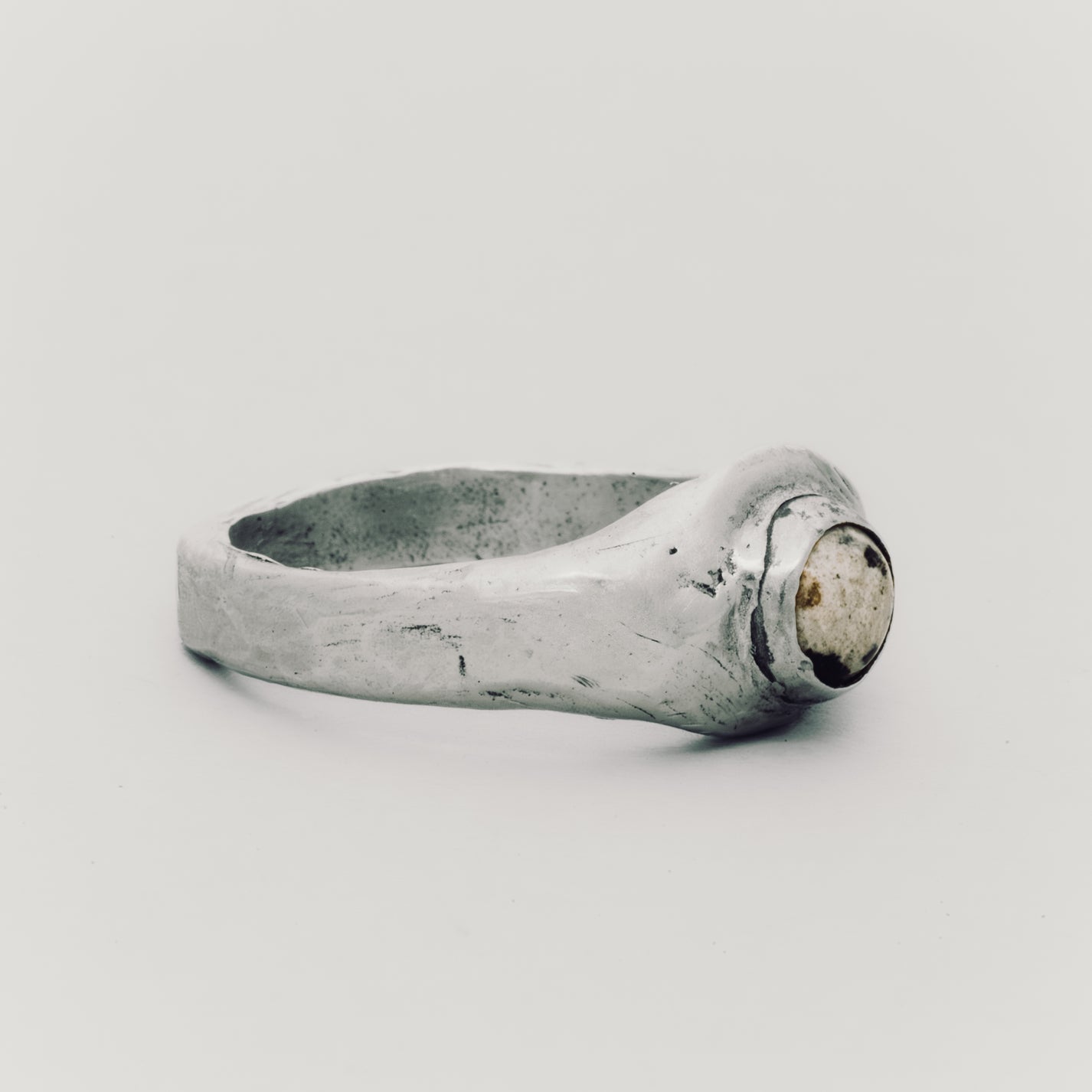 Dalmatian Japser Thin Band Ring - Size 7