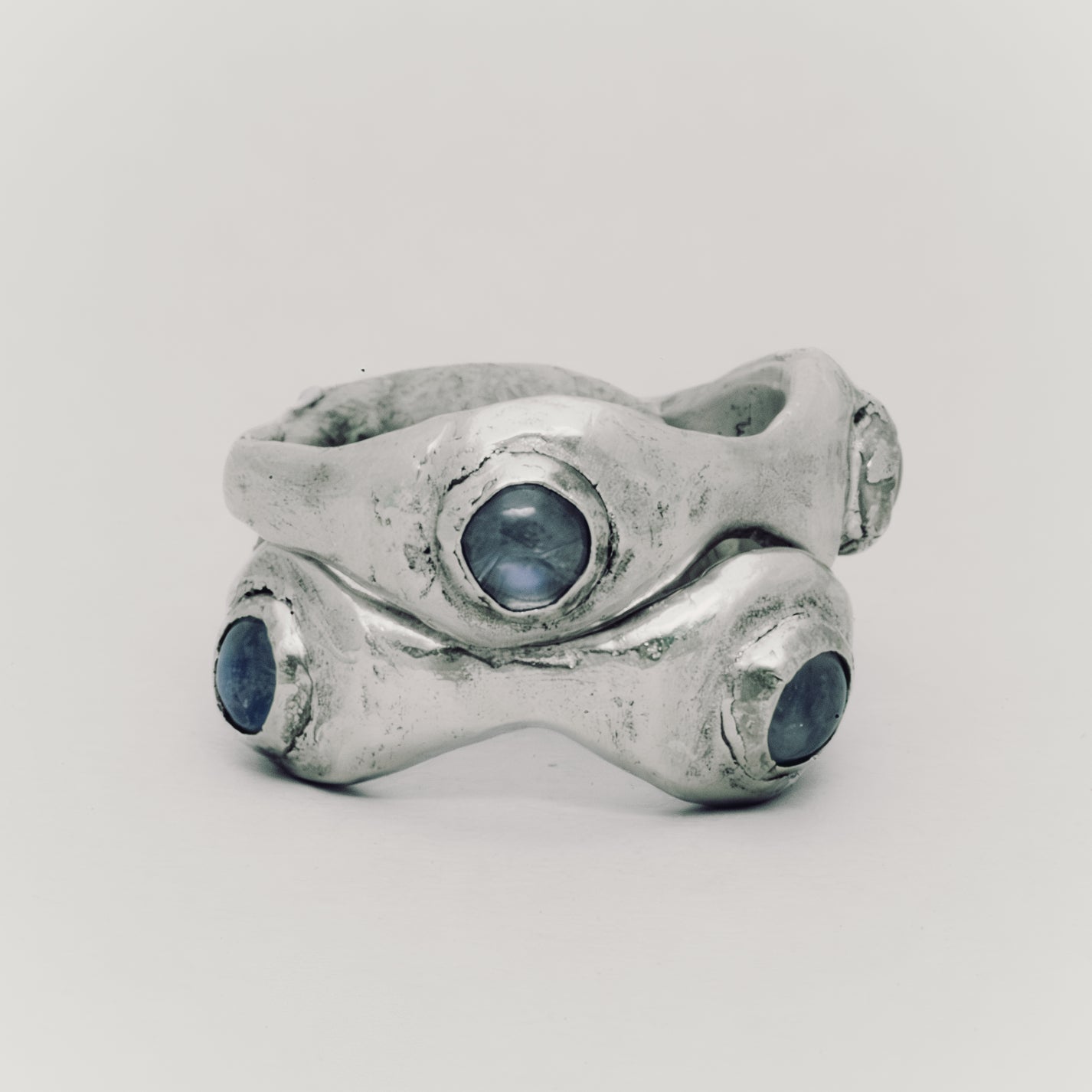 Rainbow Moonstone Alien Stacking Ring - Size 6.5