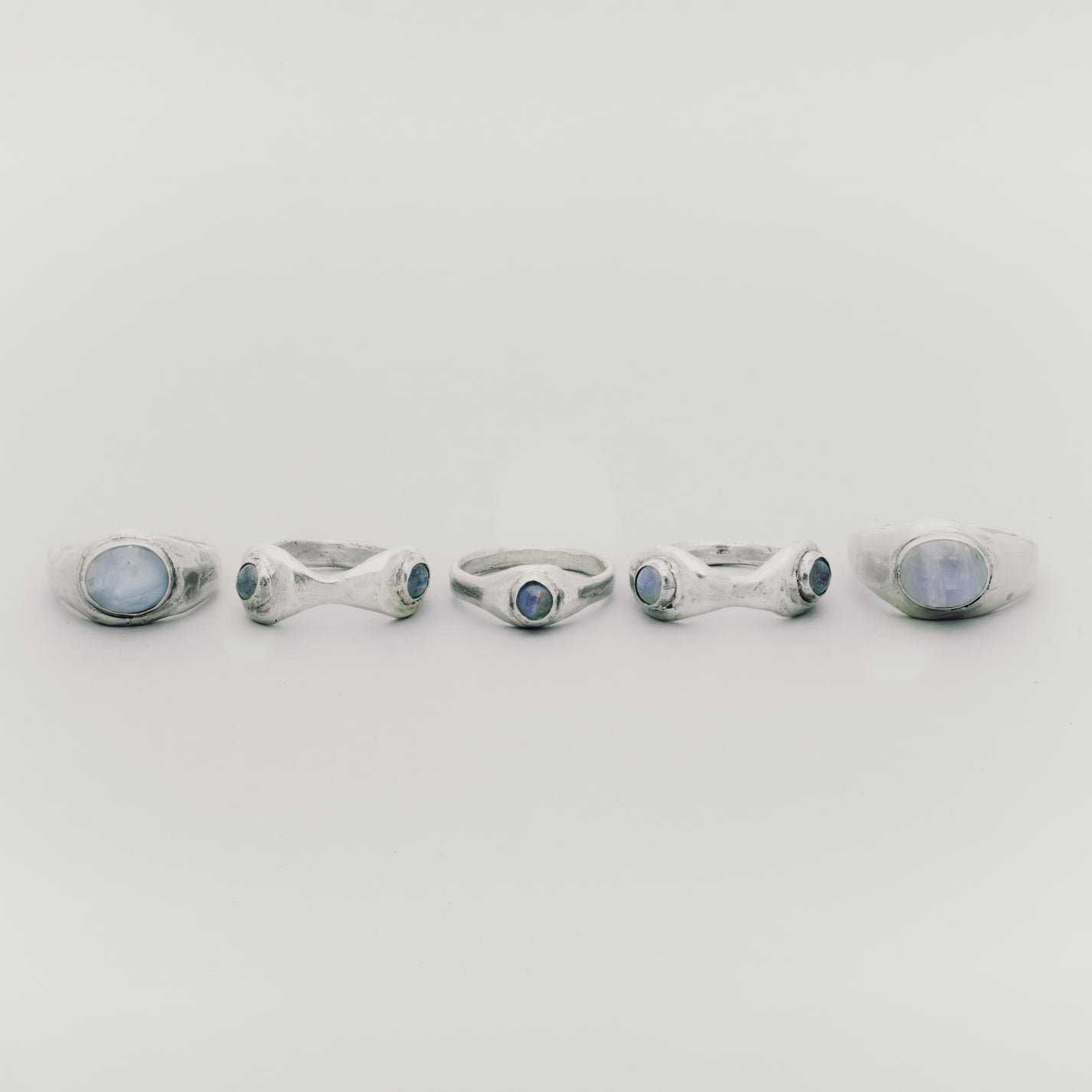 Rainbow Moonstone Thin Band Ring - Size 5.5